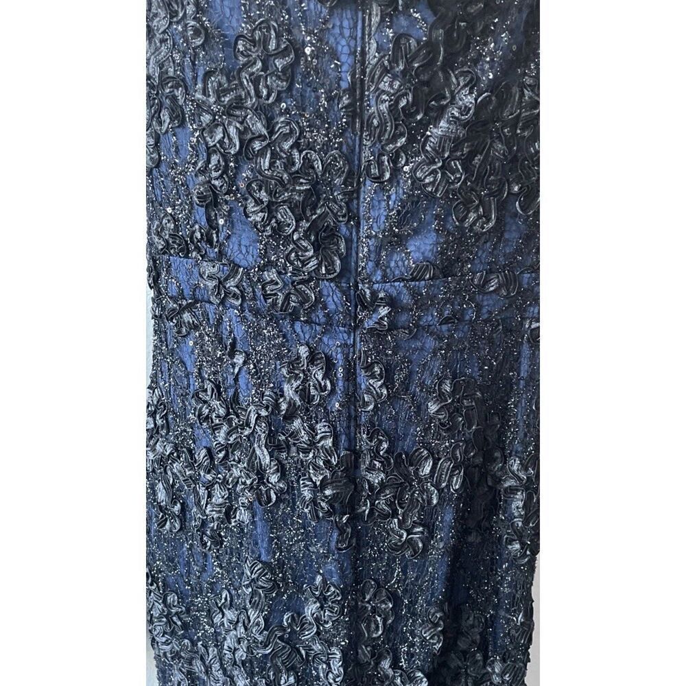 XSCAPE Off The Shoulder Evening Formal Navy Blue Gown Sequins Lace Size 12 NEW - Picture 10 of 10